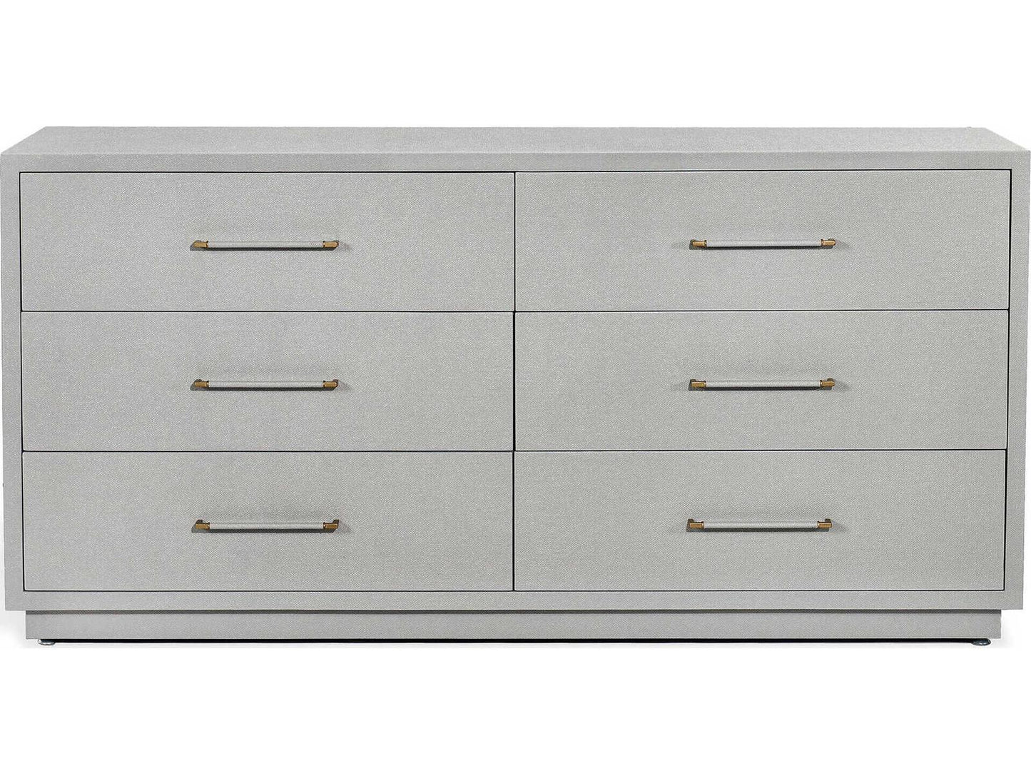 Taylor 6-Drawer Double Dresser in Light Grey with Antique Brass Pulls