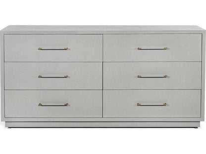 Taylor 6-Drawer Double Dresser in Light Grey with Antique Brass Pulls