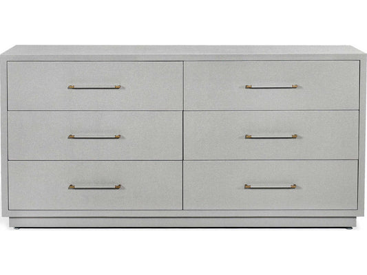 Taylor 6-Drawer Double Dresser in Light Grey with Antique Brass Pulls