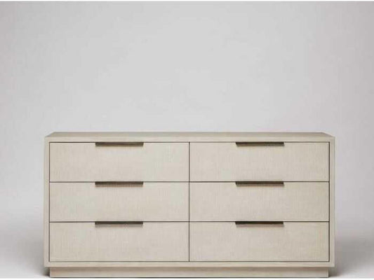 Holmes 6-Drawer Double Dresser with Rattan Fronts in Brown Oak