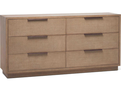 Holmes 6-Drawer Double Dresser Brown Oak with Rattan Fronts