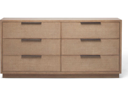 Holmes 6-Drawer Double Dresser Brown Oak with Rattan Fronts