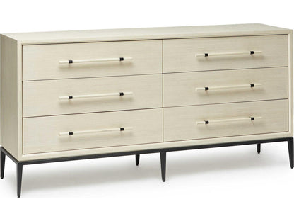 Burton 6-Drawer Ash Wood Double Dresser in Parchment Finish