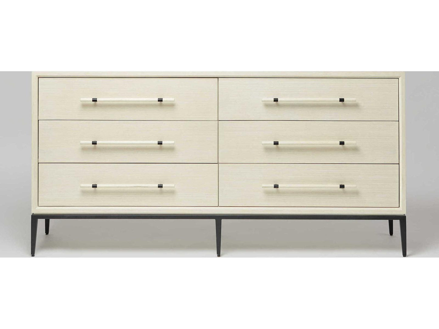 Burton 6-Drawer Ash Wood Double Dresser in Parchment Finish