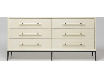 Burton 6-Drawer Ash Wood Double Dresser in Parchment Finish