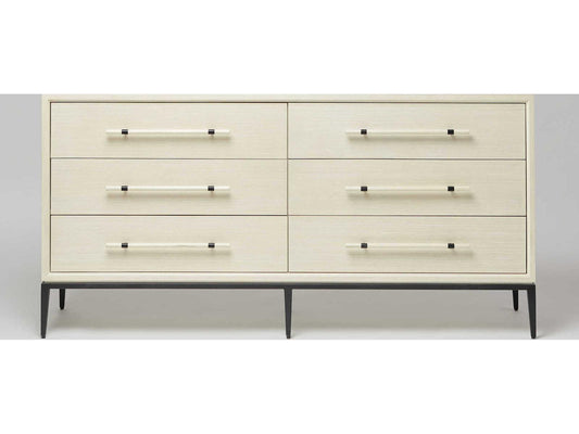 Burton 6-Drawer Ash Wood Double Dresser in Parchment Finish
