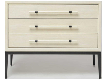 Burton 3-Drawer Ash Wood Nightstand in Parchment Finish