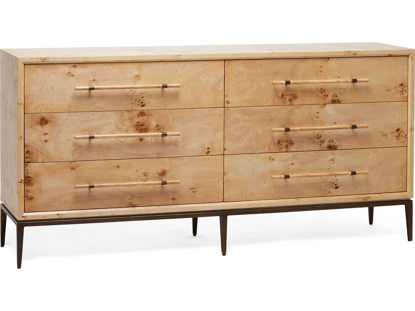 Burton 6-Drawer Double Dresser in Brown Ash Wood