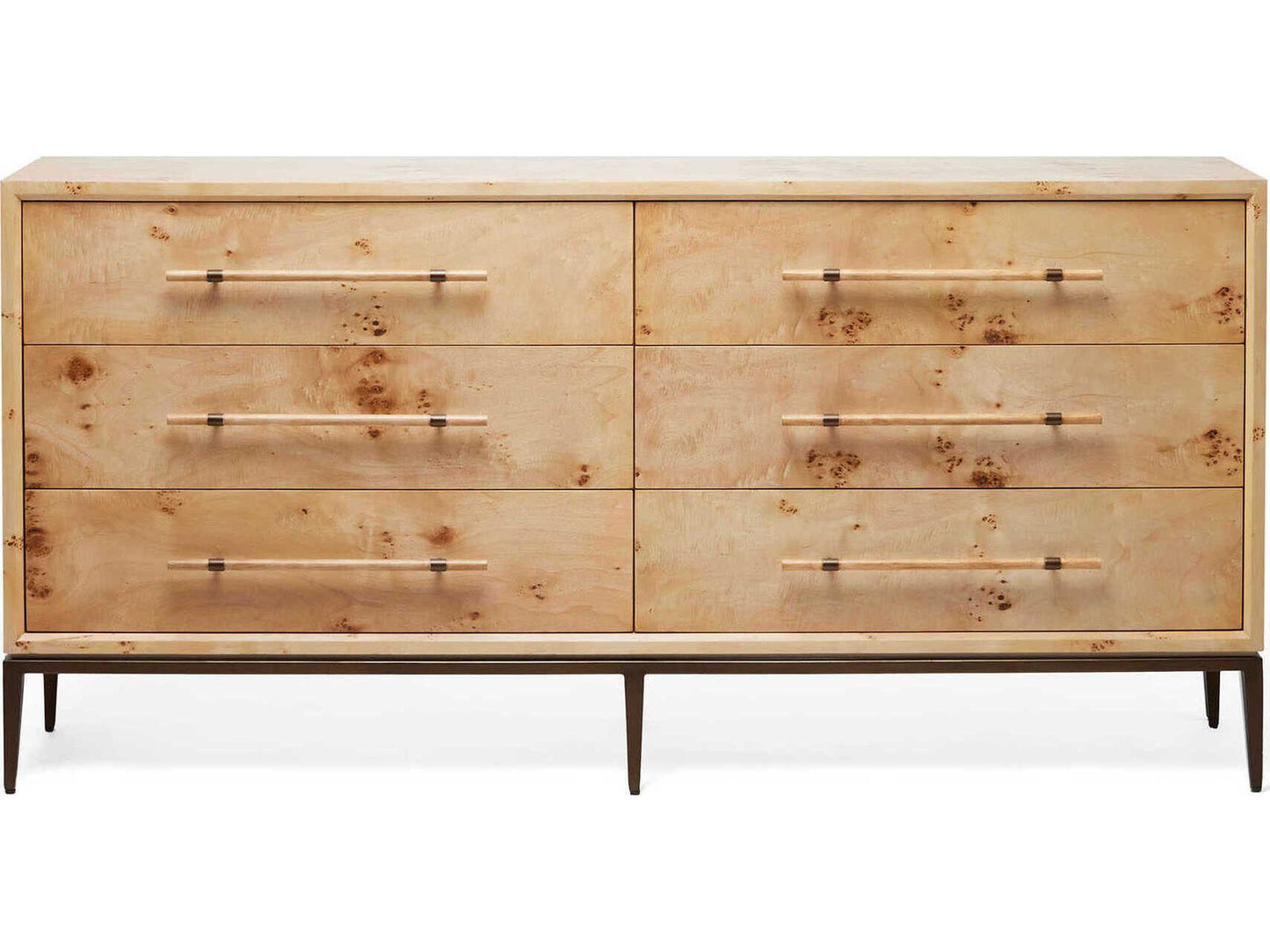 Burton 6-Drawer Double Dresser in Brown Ash Wood
