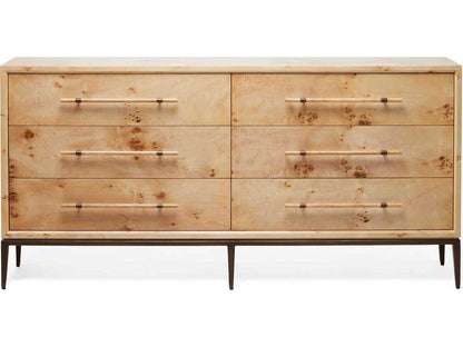 Burton 6-Drawer Double Dresser in Brown Ash Wood