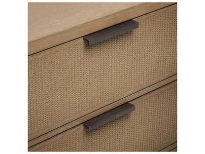 Holmes 84-Inch Oak Wood Sideboard with Rattan Drawer Fronts