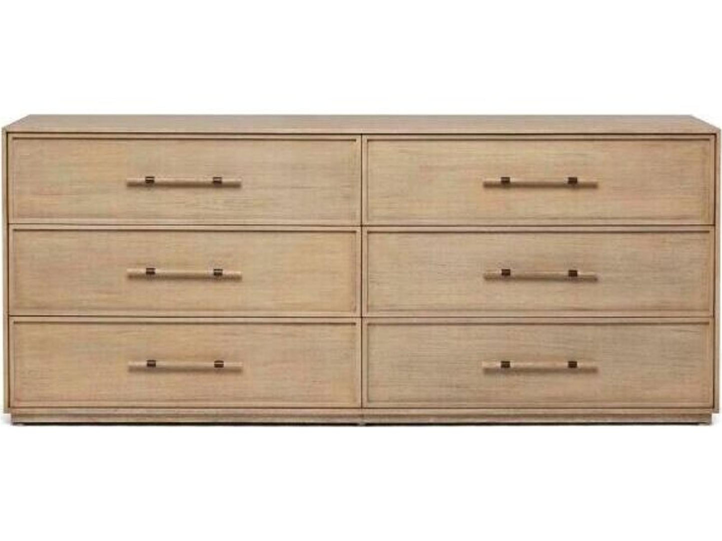 Clement 6-Drawer Double Dresser Natural Mahogany Washed Taupe Finish