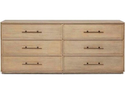 Clement 6-Drawer Double Dresser Natural Mahogany Washed Taupe Finish