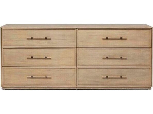 Clement 6-Drawer Double Dresser Natural Mahogany Washed Taupe Finish