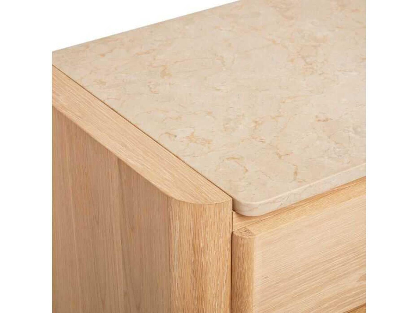 Arden 6-Drawer Natural Oak Wood Double Dresser with Marble Top