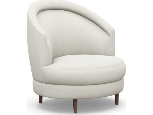 Capri Swivel White Accent Chair in Suede Chenille