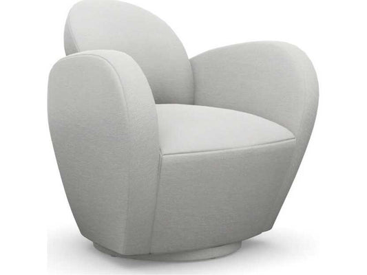 Miami Swivel Accent Chair in Cream Faux Linen