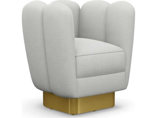 Gallery Swivel White Accent Chair with Polished Brass Base