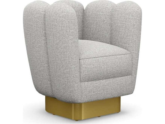 Gallery Swivel Accent Chair in Storm Paseo Linen and Polished Brass