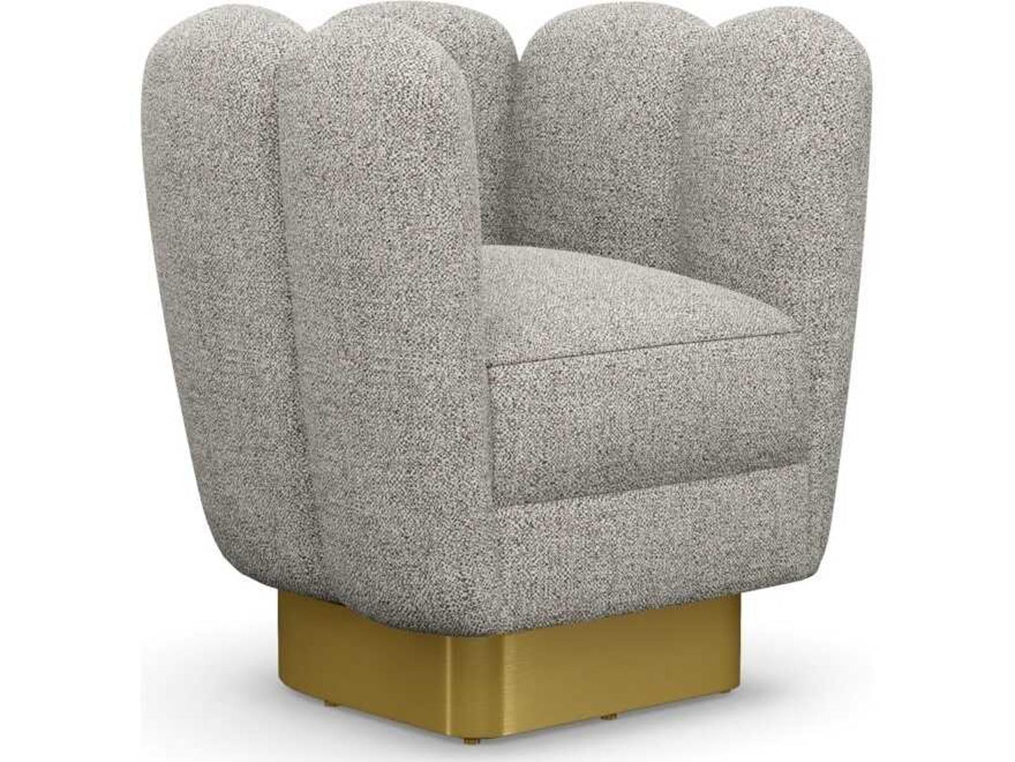 Gallery Swivel Accent Chair in Gray Chenille with Polished Brass Base