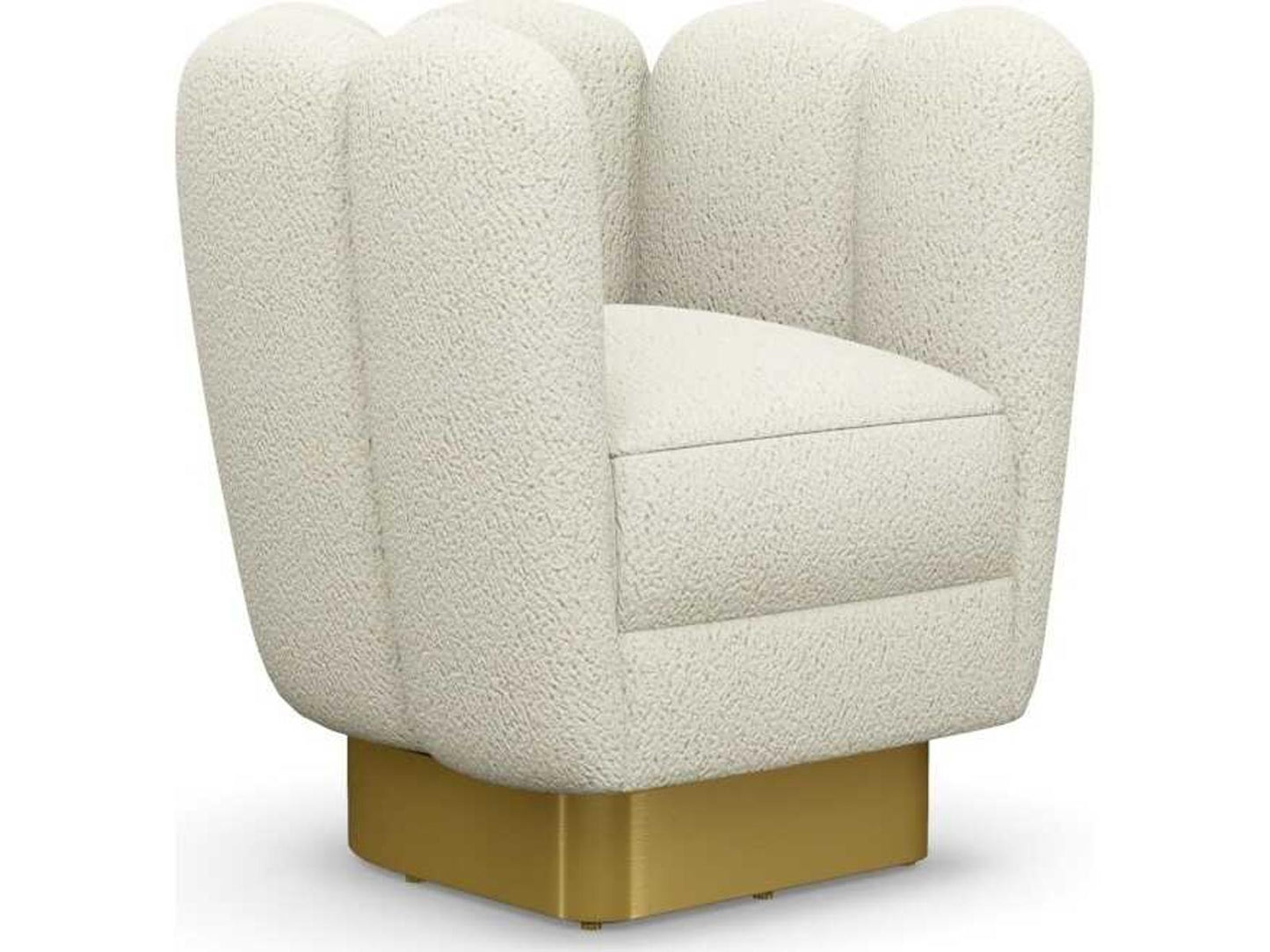 Gallery Swivel Faux Shearling Accent Chair in Polished Brass