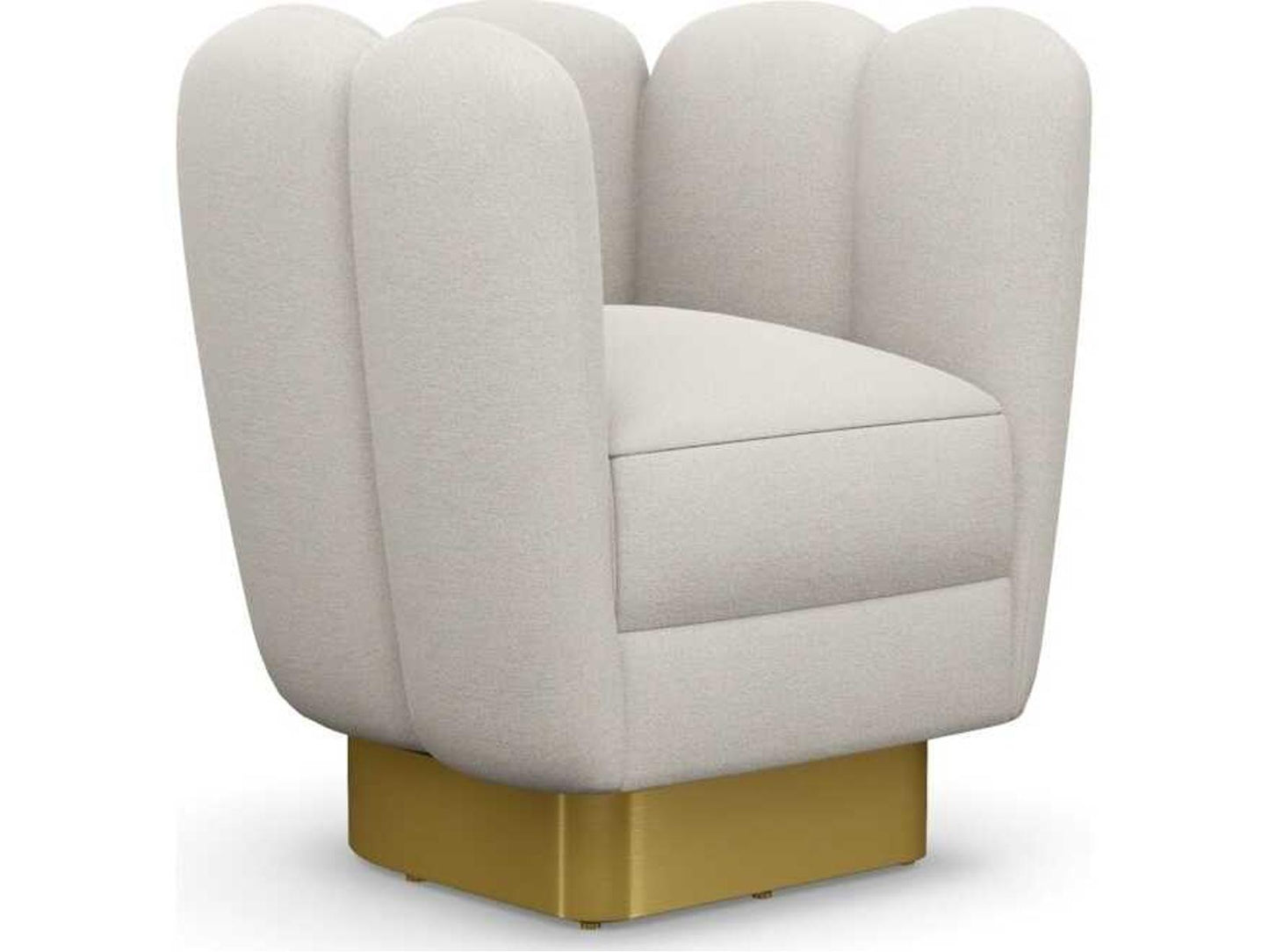 Gallery Swivel Cream Accent Chair with Polished Brass Base
