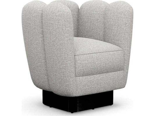 Gallery Swivel Gray Chenille Accent Chair with Brass Base