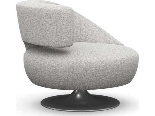 Isabella Swivel Barrel Accent Chair in Gray Paseo Linen