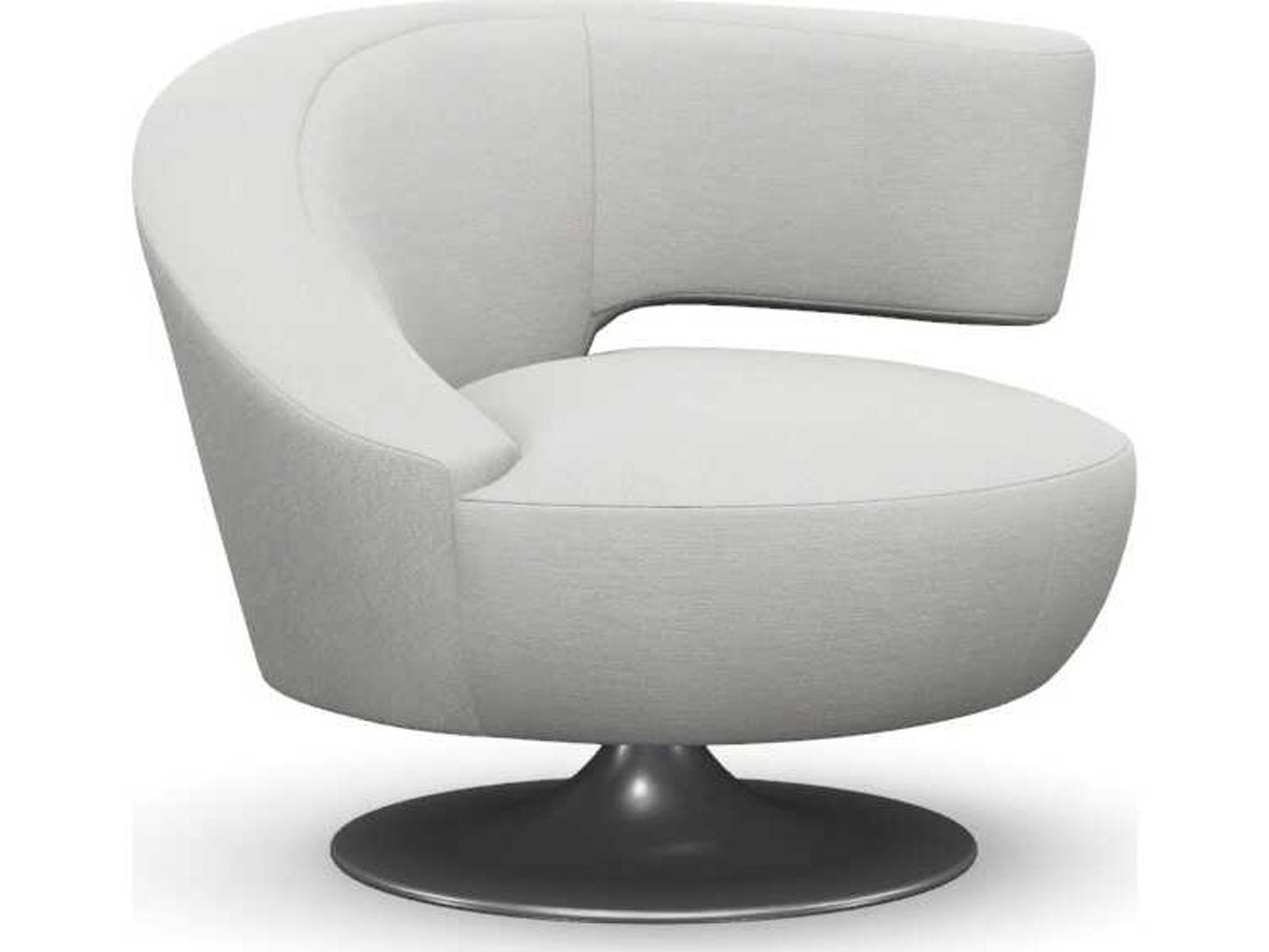 Isabella Swivel Barrel Accent Chair in White Fabric