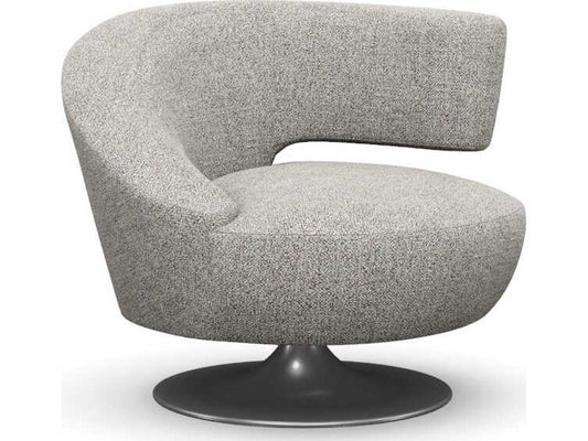 Isabella Swivel Accent Chair in Pure Grey Faux Linen