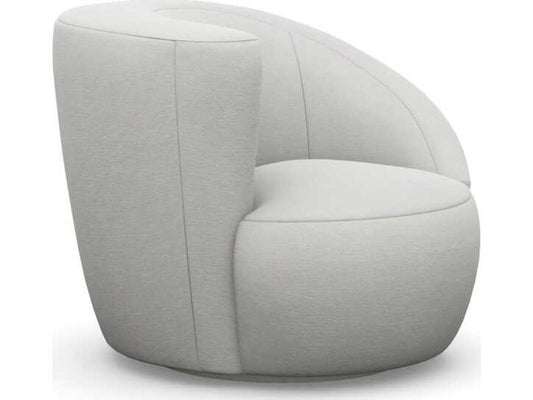 Carlisle Swivel Faux Linen Accent Chair in White