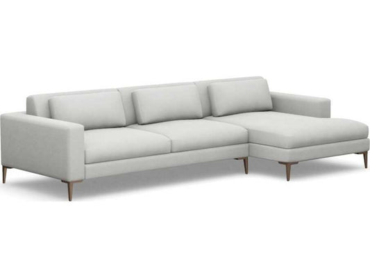 Izzy 2-Piece Right Chaise Sectional Sofa in Beige Faux Linen