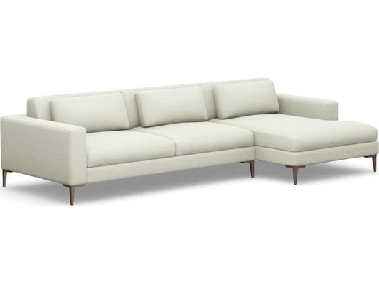 Izzy 2-Piece Upholstered Sectional Sofa in Pure Fabric with Bronze Legs