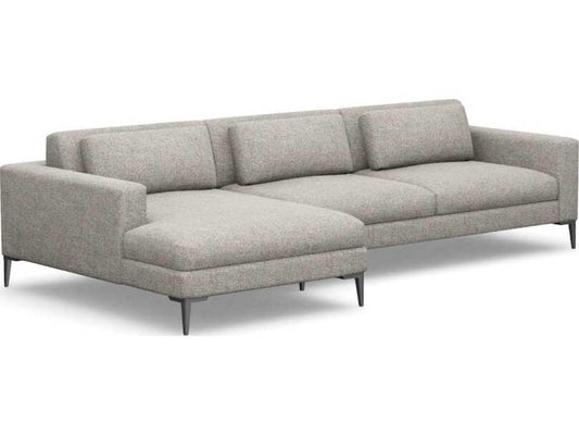 Valencia 3-Piece Sectional Sofa in Gray Faux Linen