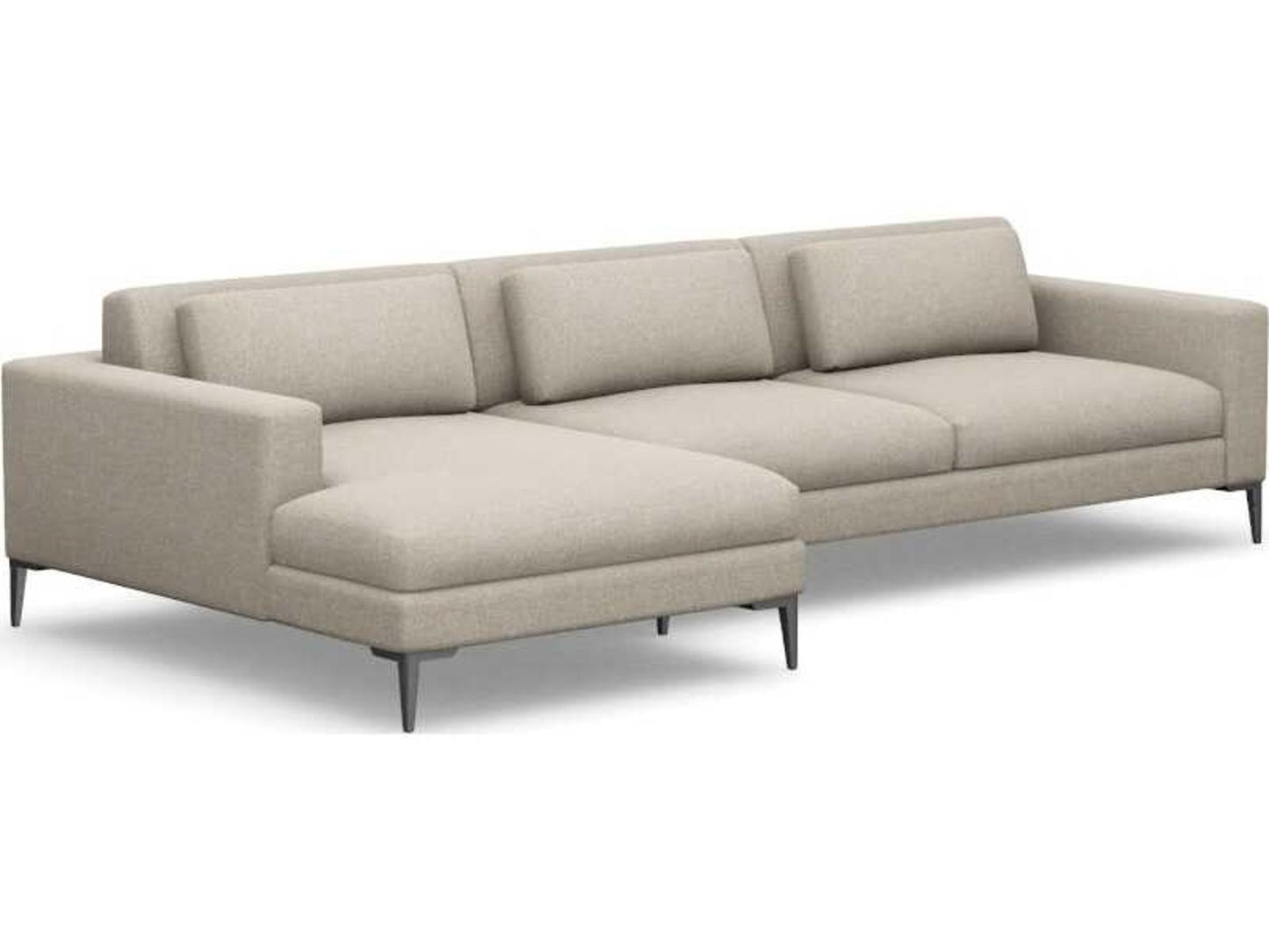 Valencia 3-Piece Symmetrical Sectional Sofa in Beige Cotton Viscose Linen