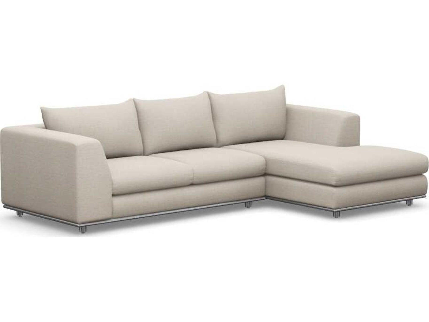 Comodo 2-Piece Right Chaise Fabric Sectional Sofa in Beige