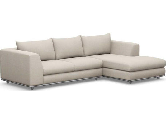 Comodo 2-Piece Right Chaise Fabric Sectional Sofa in Beige