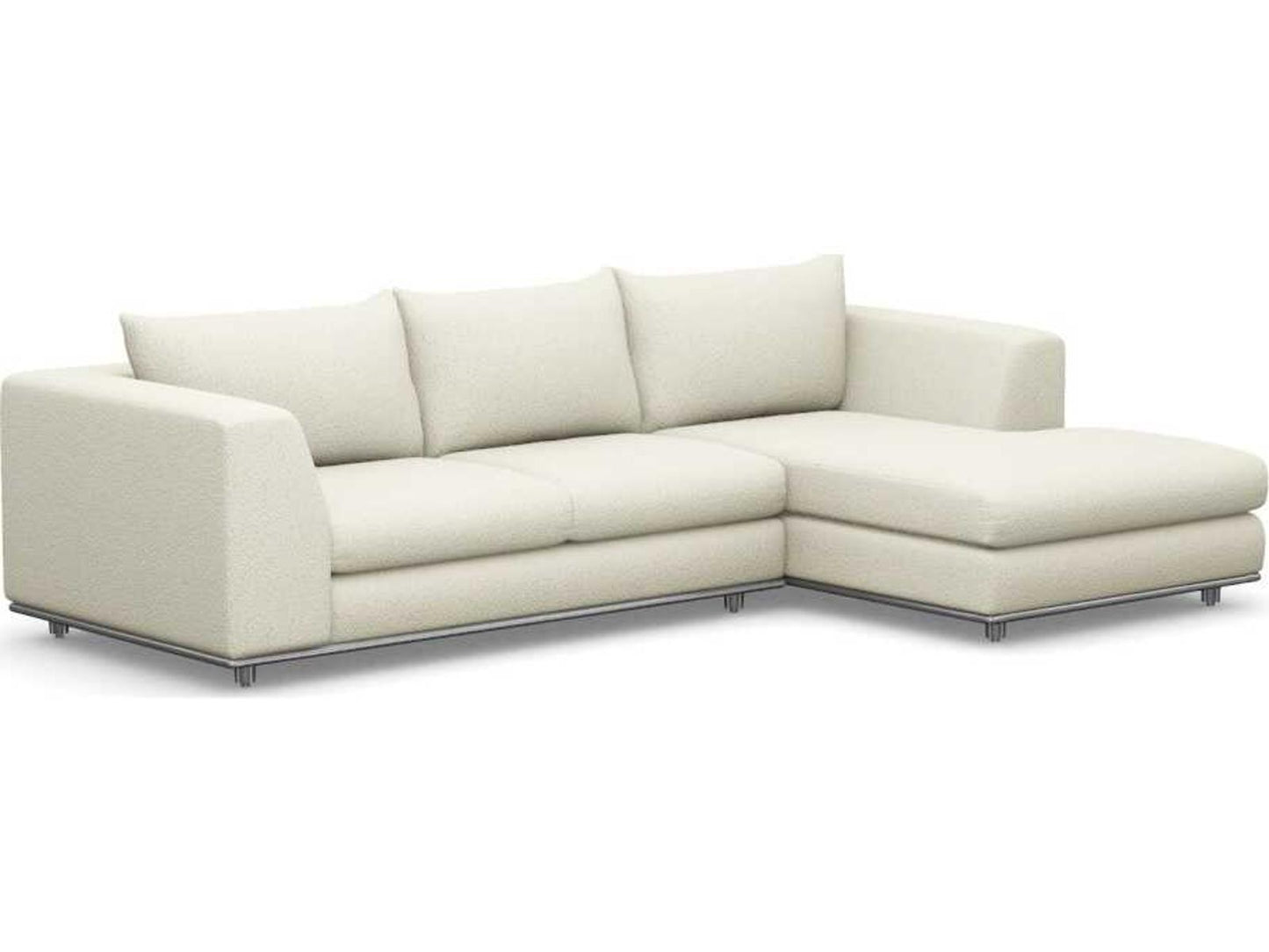 Comodo 2-Piece Right Chaise Sectional Sofa Cream Faux Leather
