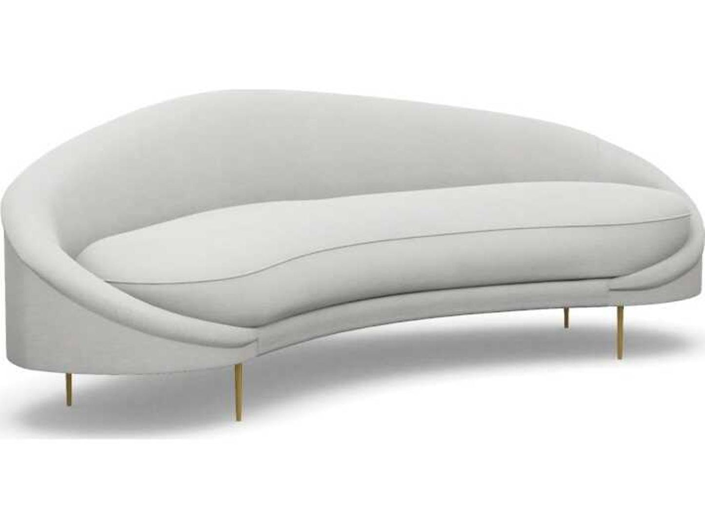 Ava 3-Seat Faux Leather Sofa in Fresco Beige with Polished Brass Frame
