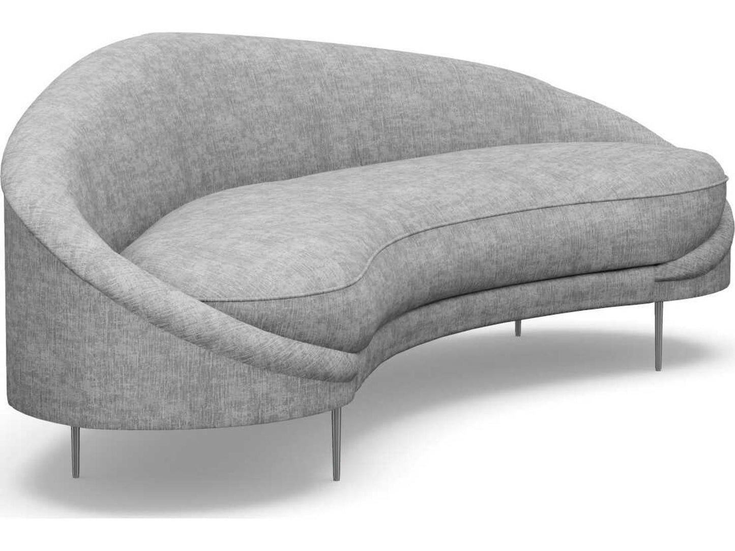 Ava 3-Seat Heathered Chenille Sofa in Feather with Polished Nickel