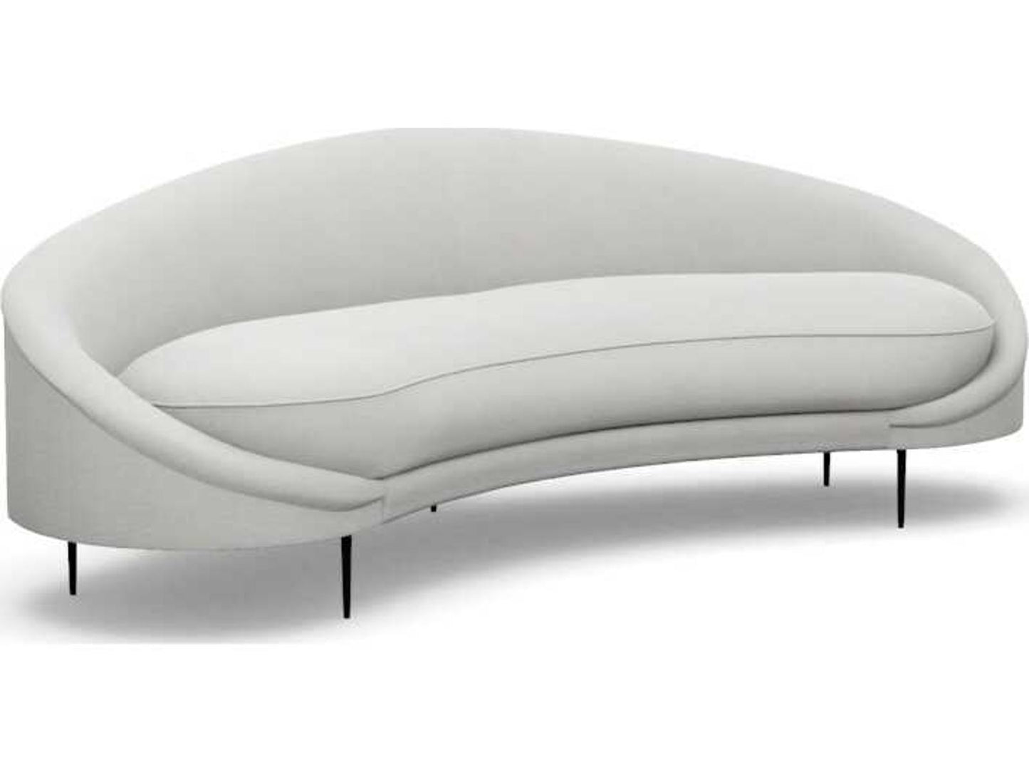 Ava 3-Seat White Faux Linen Right Arm Sofa with Polished Brass Frame