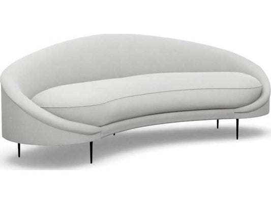 Ava 3-Seat White Faux Linen Right Arm Sofa with Polished Brass Frame