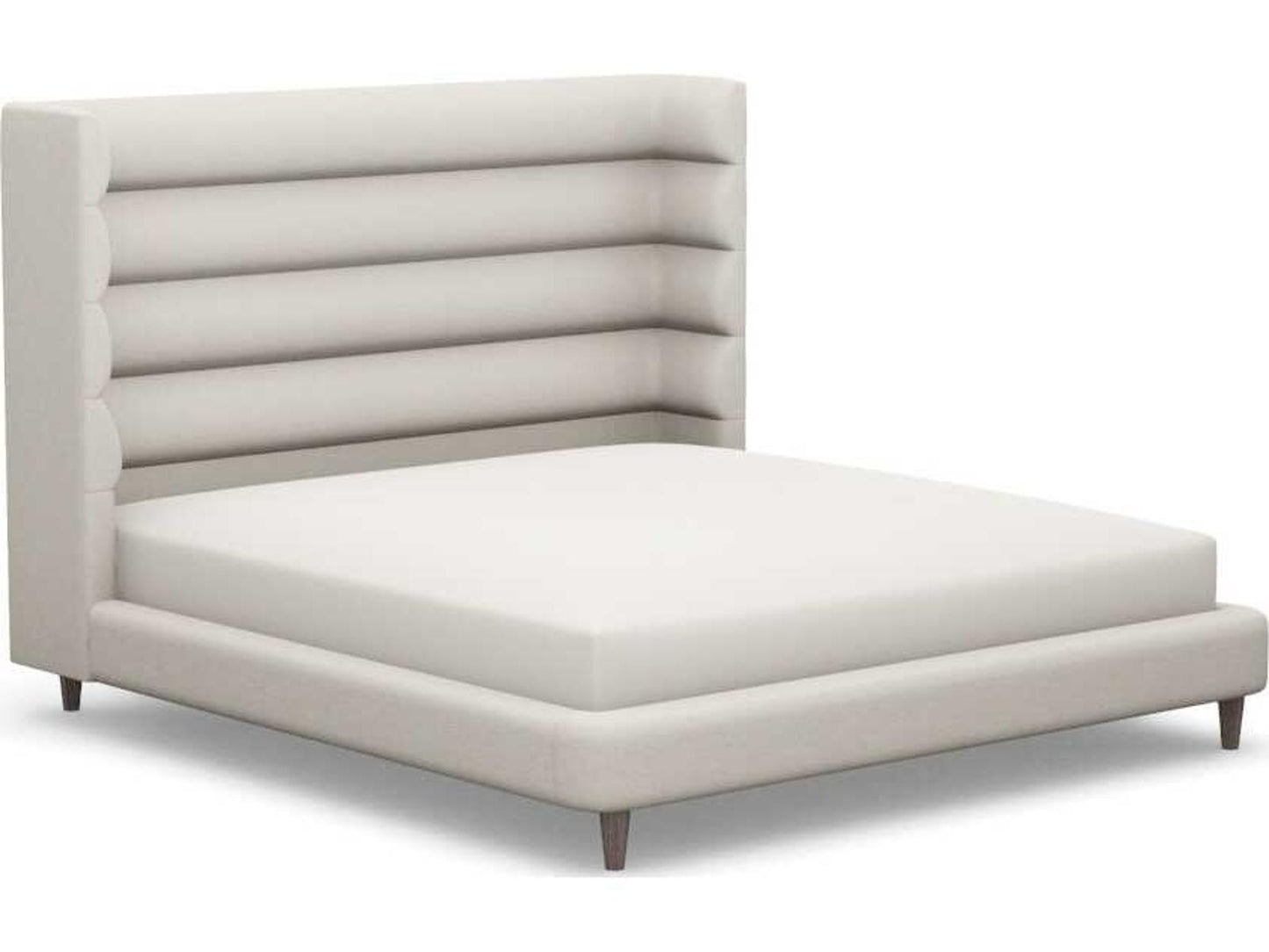 Ornette Beige Upholstered King Platform Bed with Hardwood Frame