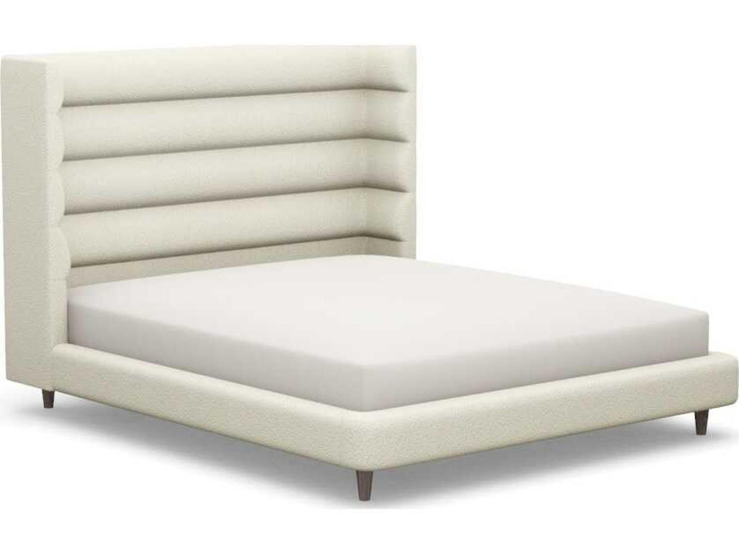 Ornette Beige Walnut Wood Upholstered California King Platform Bed