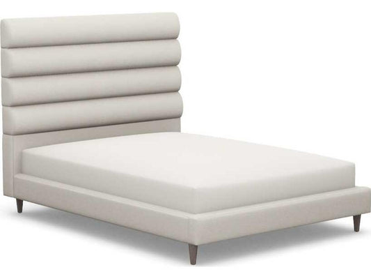Channel Beige Upholstered Queen Platform Bed