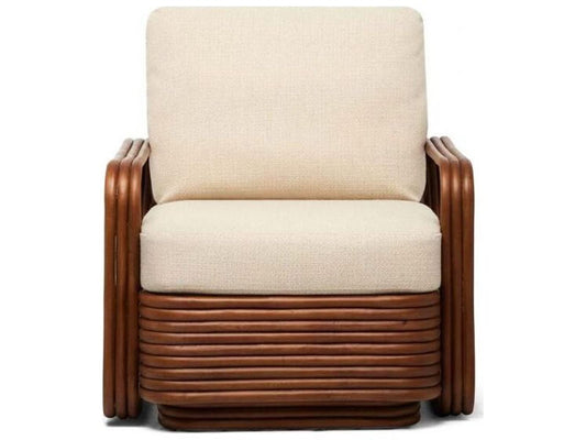 Flagler Upholstered Lounge Chair with Rattan Frame Antique Brown