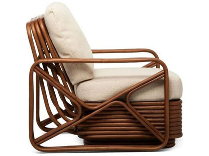 Flagler Upholstered Lounge Chair with Rattan Frame Antique Brown