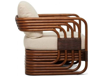 Orchid Lounge Chair with Antique Brown Rattan and Custom Cushion