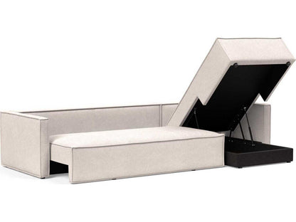 Living Newilla 3-Seat Adario Basmati Beige Upholstered Sectional Sofa Bed with Storage