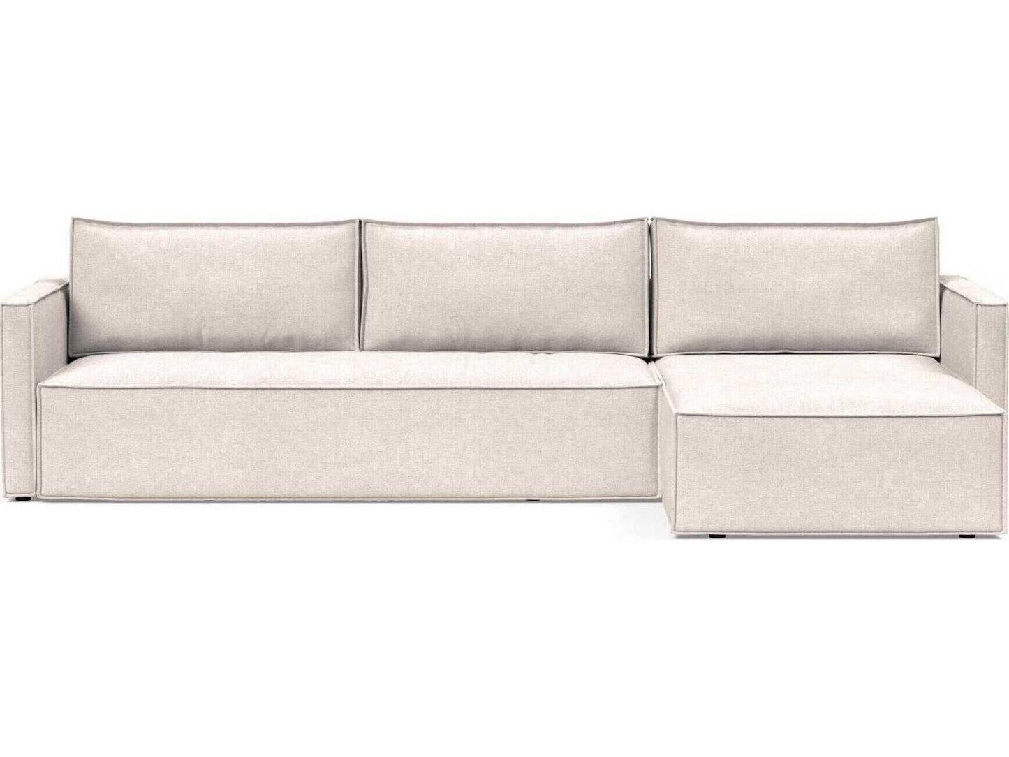 Living Newilla 3-Seat Adario Basmati Beige Upholstered Sectional Sofa Bed with Storage